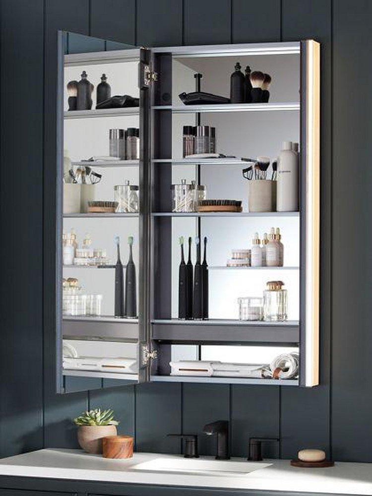 KOHLER Dark Anodized Aluminum 22 x 24 in. Surface Mount Medicine Cabinet 