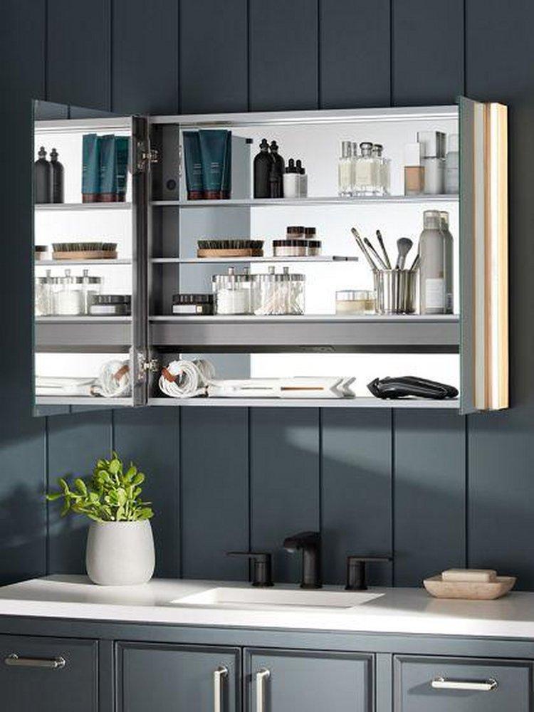 KOHLER Dark Anodized Aluminum 22 x 24 in. Surface Mount Medicine Cabinet 