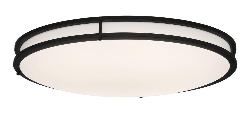 Matte Black 24 in. 1-Light Selectable Dimmable LED Flush Mount 