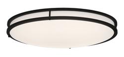 24 in. 1-Light Matte Black Selectable Dimmable LED Flush Mount