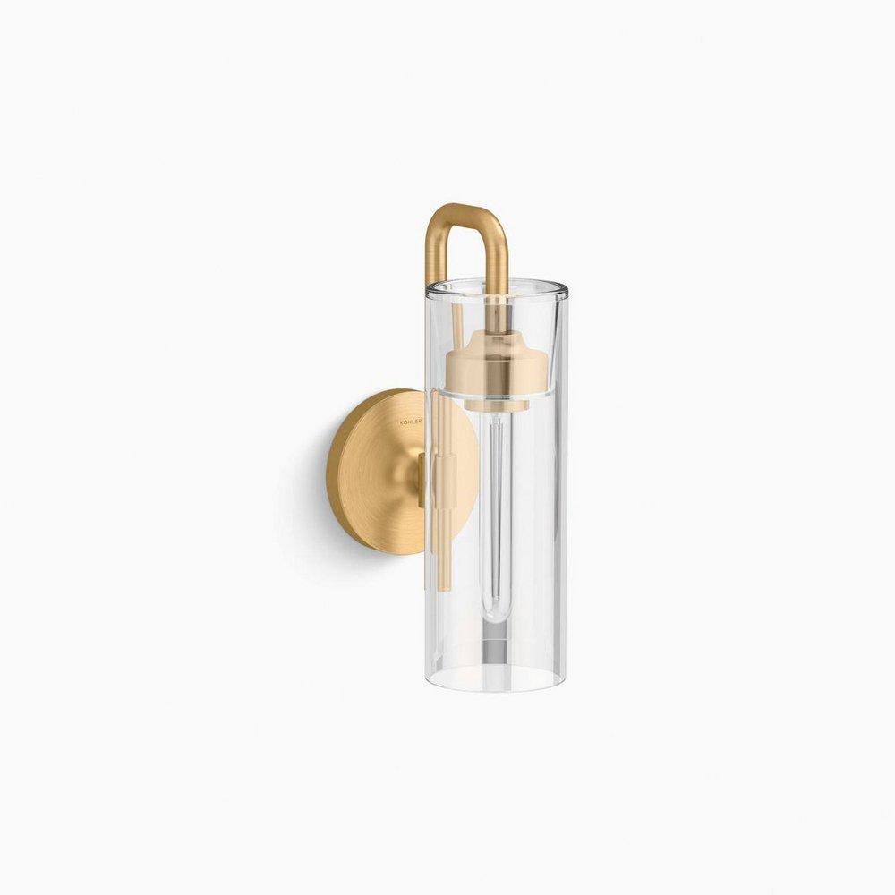 13 in. Tall Bathroom Sconce in Brushed Moderne Brass 