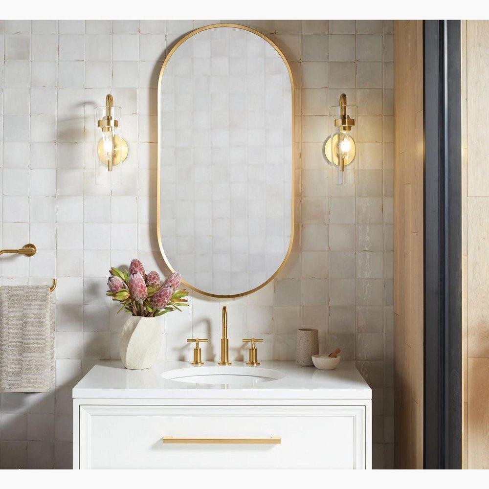 13 in. Tall Bathroom Sconce in Brushed Moderne Brass 
