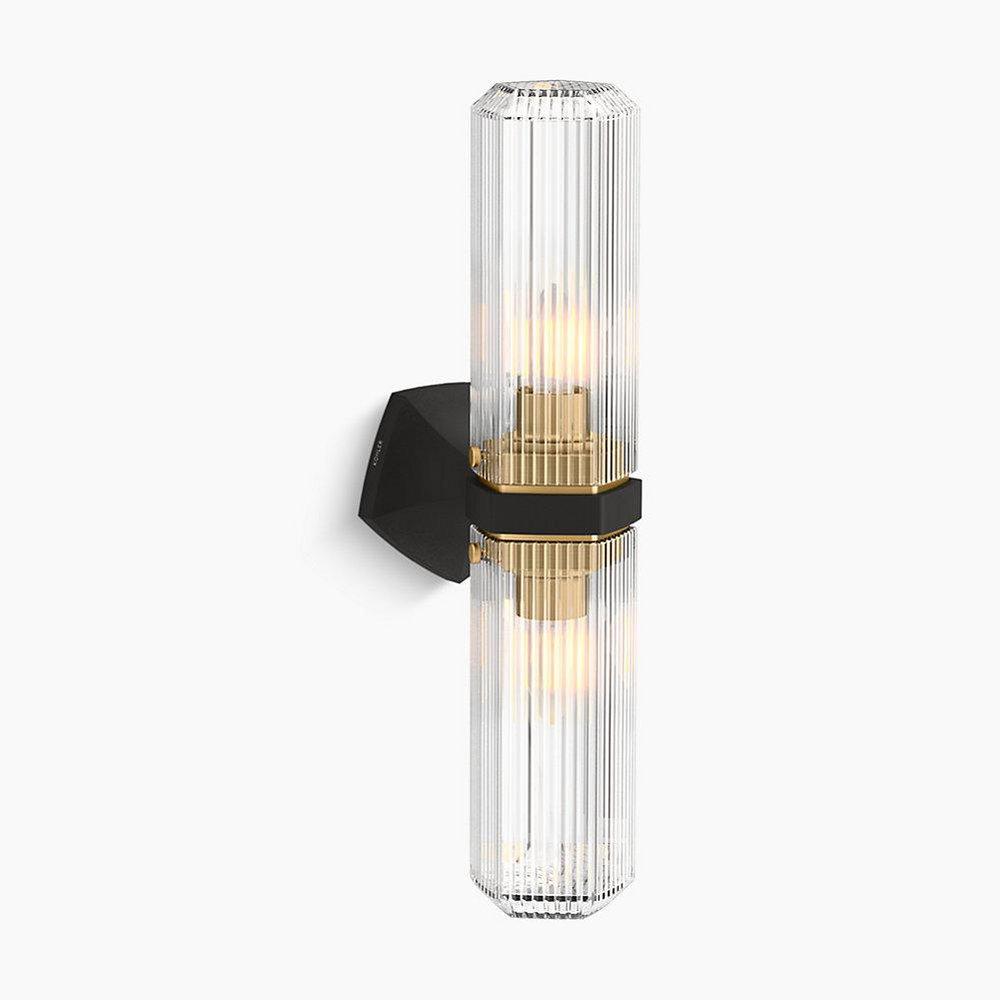 KOHLER Black/Brass 60W 2-Light 20-11/16 in. Wall Sconce 