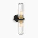 60W 2-Light 20-11/16 in. Wall Sconce in Black with Brass