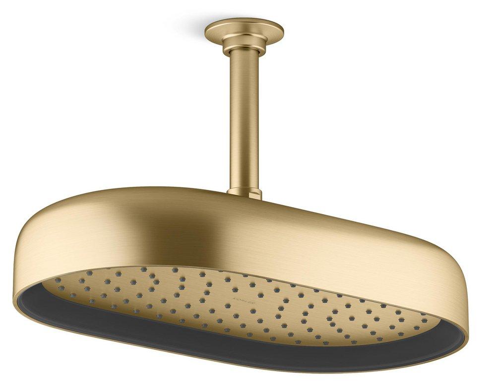 KOHLER Vibrant&reg; Brushed Moderne Brass Dual Function Full and Rain Head Showerhead 