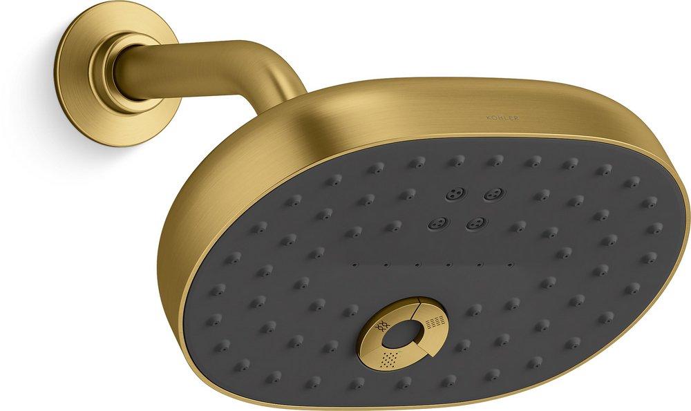 KOHLER Vibrant&reg; Brushed Moderne Brass Multi Function Full, Massage and Mist Showerhead 