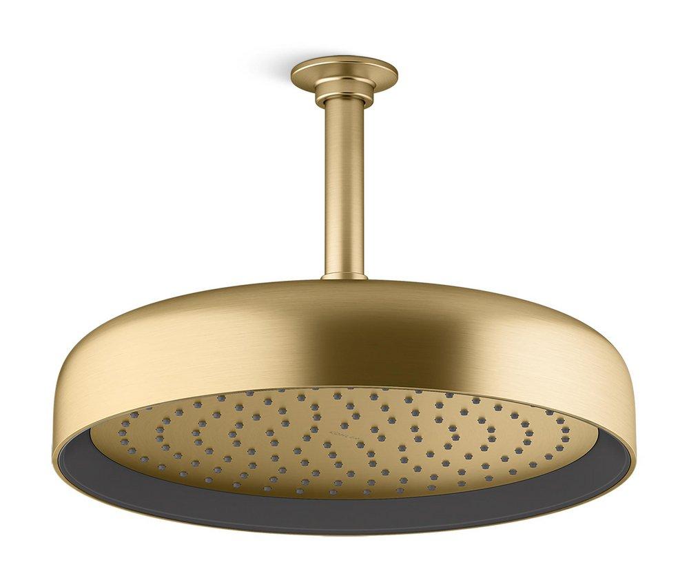 KOHLER Vibrant&reg; Brushed Moderne Brass Dual Function Full and Rain Head Showerhead 