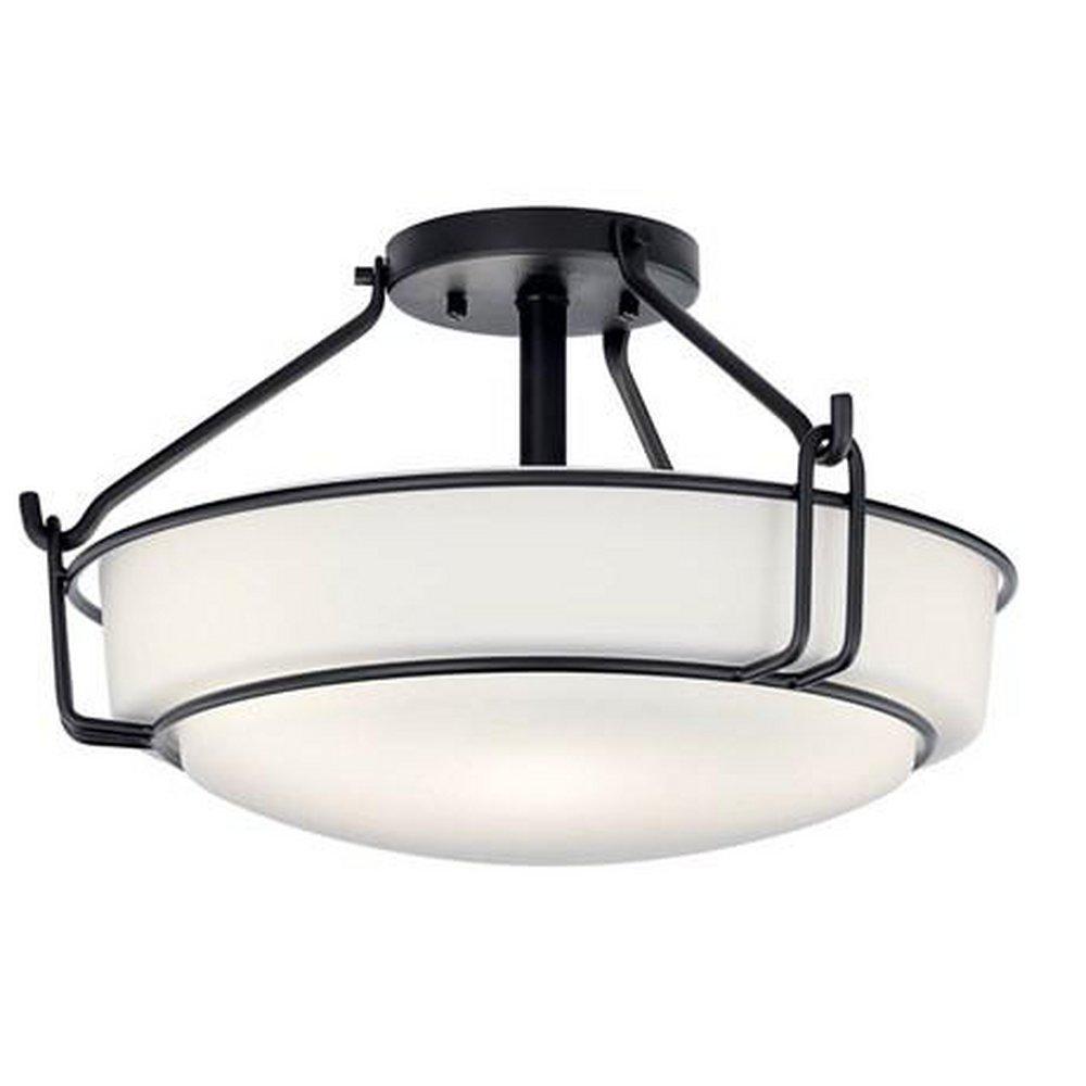 Kichler Lighting Black 75W 3-Light Medium E-26 Incandescent Semi-Flush Mount Ceiling Fixture 
