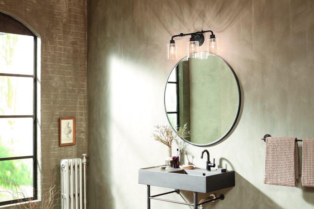 75W 3-Light Medium E-26 Vanity Fixture in Black 