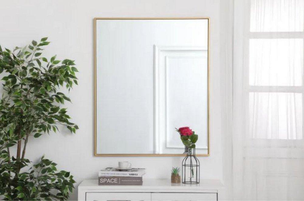 METAL FRAME RECTANGLE MIRROR 30 INCH IN BRASS35 