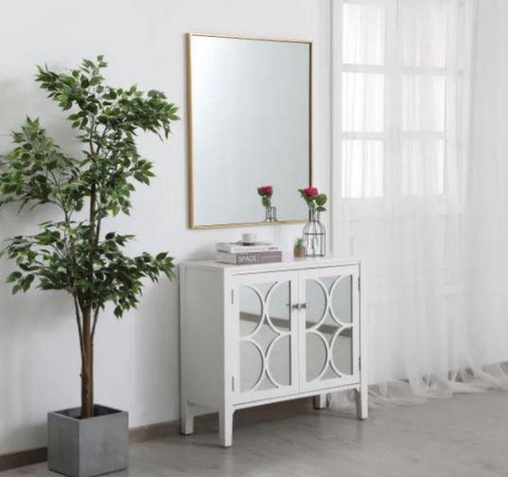 Elegant Lighting Brass 1 x 30 in. Framed Mirror and Vanity Mirror Rectangular in Brass 