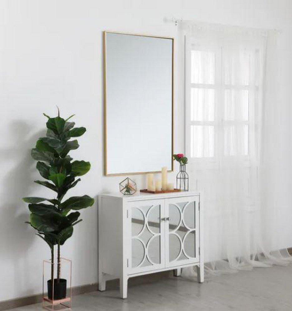 METAL FRAME RECTANGLE MIRROR 30 INCH IN BRASS35 