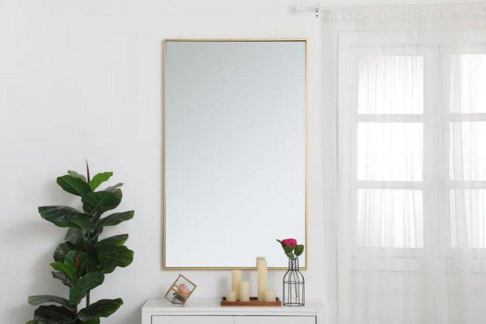 Elegant Lighting Brass 1 in. Mirror Rectangular in Brass Tones 