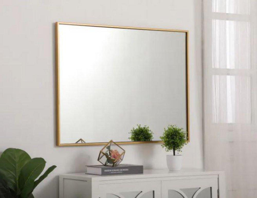 Elegant Lighting Brass 1 x 27 in. Framed Mirror and Vanity Mirror Rectangular 