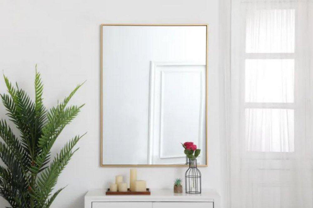 METAL FRAME RECTANGLE MIRROR 30 INCH IN BRASS35 