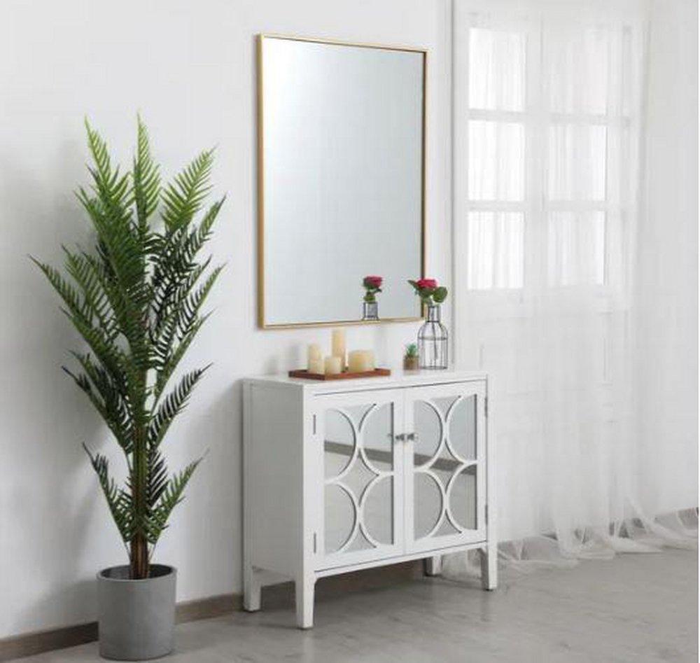 Elegant Lighting Brass 1 x 30 in. Framed Mirror and Vanity Mirror Rectangular in Brass 