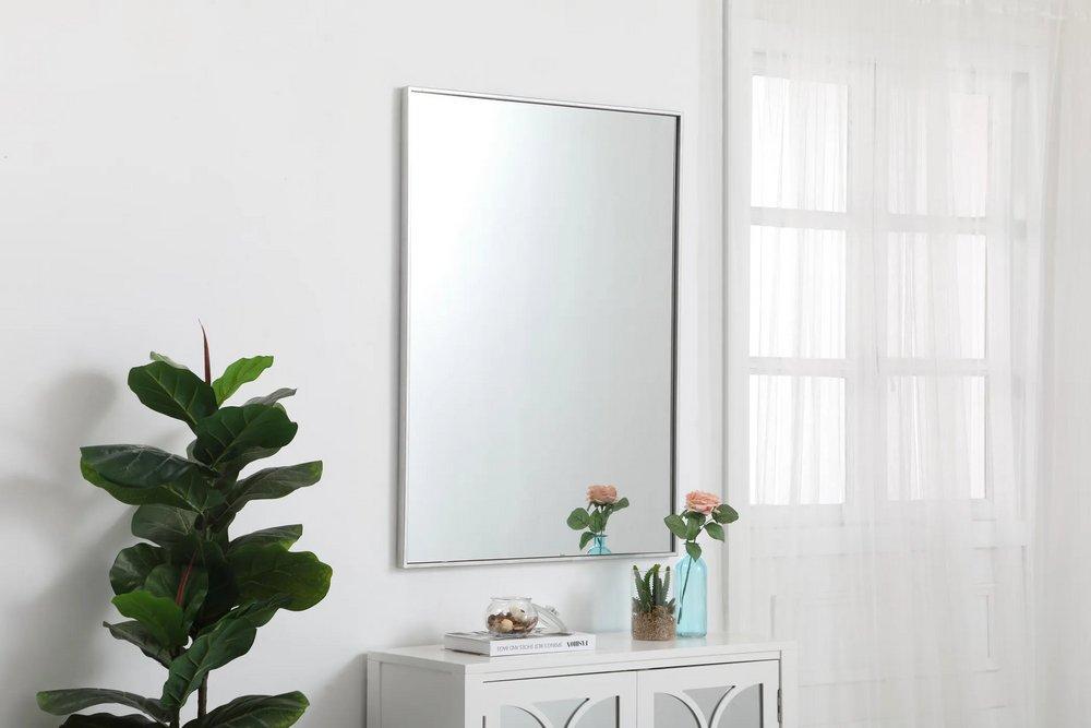 Elegant Lighting Silver 30 in. Flat Edge Rectangular Vanity Mirror in Silver 