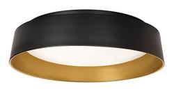 4 in. 26W 1-Light LED Mid-century and Modern Flush Mount Ceiling Fixture in Black with Gold