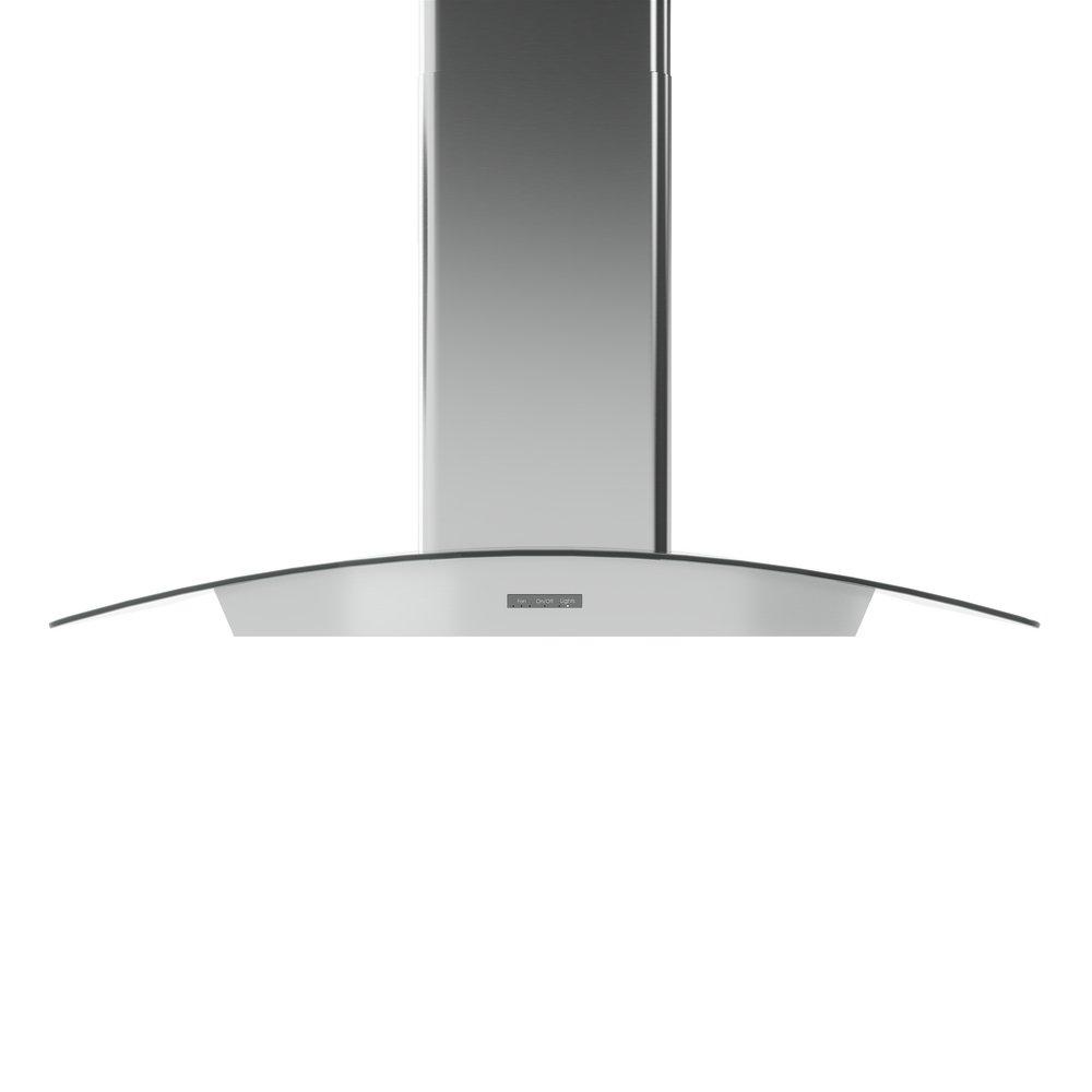 36 in. Curved Glass LED Wall Chimney, 600 CFM, ACT 