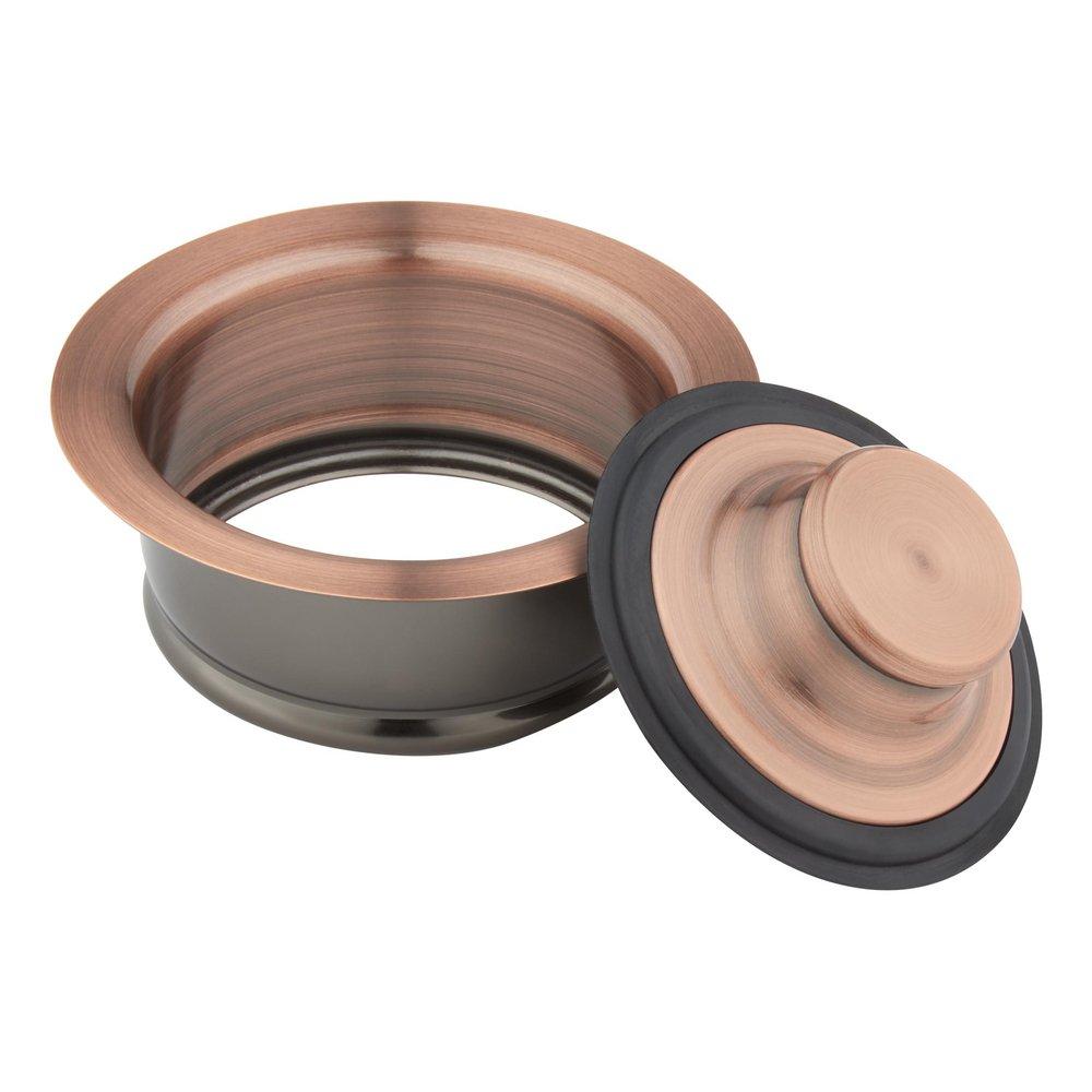 Signature Hardware Antique Copper Brass Disposer Flange & Stopper 