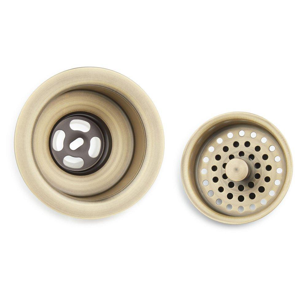 3 1/2 in. Brass Basket Strainer with Lift Stopper in Aged Bronze 