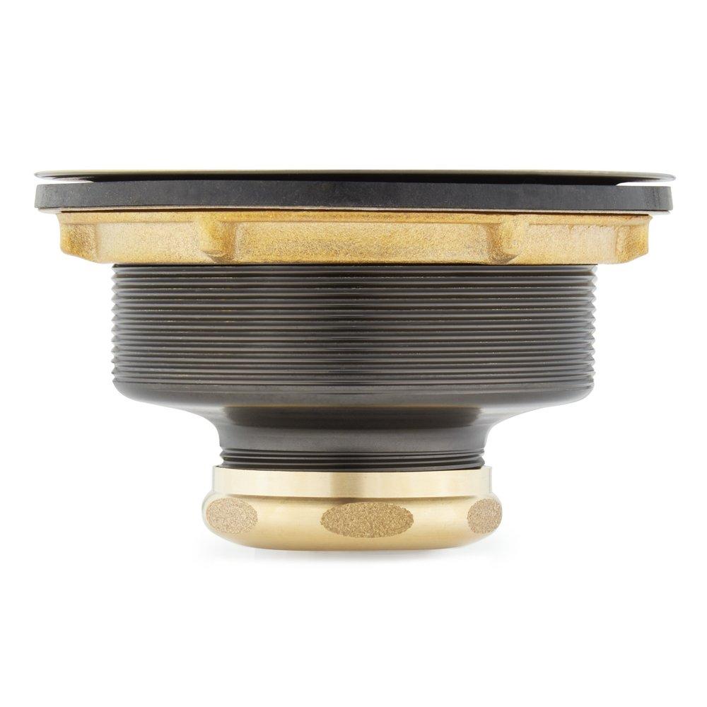 Signature Hardware Aged Brass 3 1/2 in. Brass Basket Strainer with Lift Stopper 