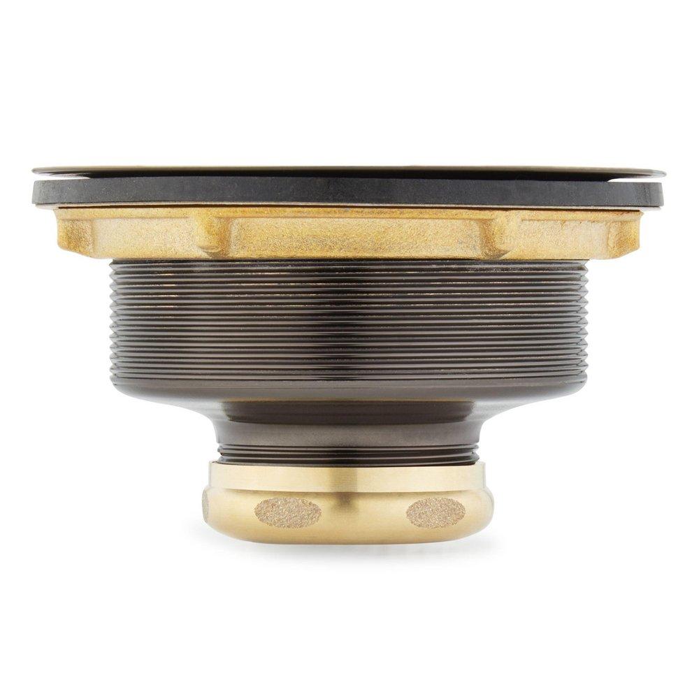 Signature Hardware Aged Brass 3 1/2 in. Brass Basket Strainer with Lift Stopper 