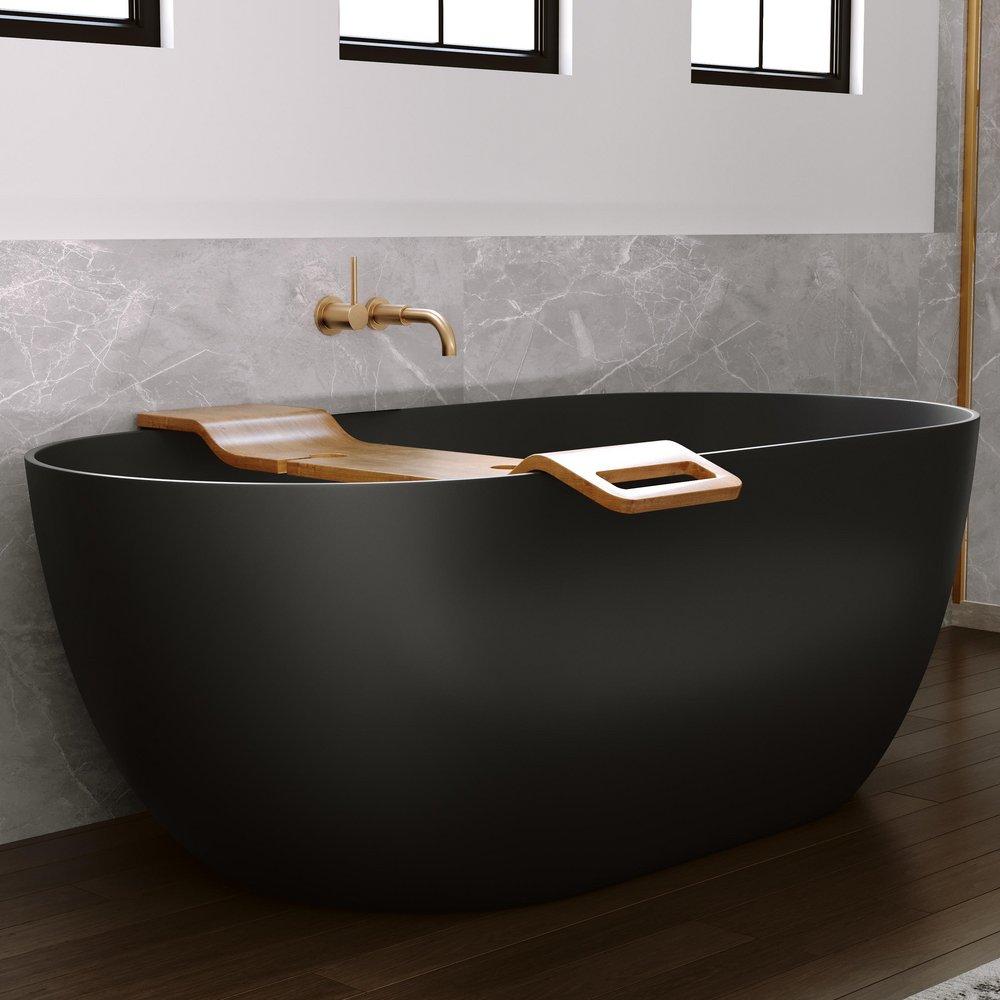Signature Hardware Matte Black 66 x 32 in. Freestanding Bathtub Center 