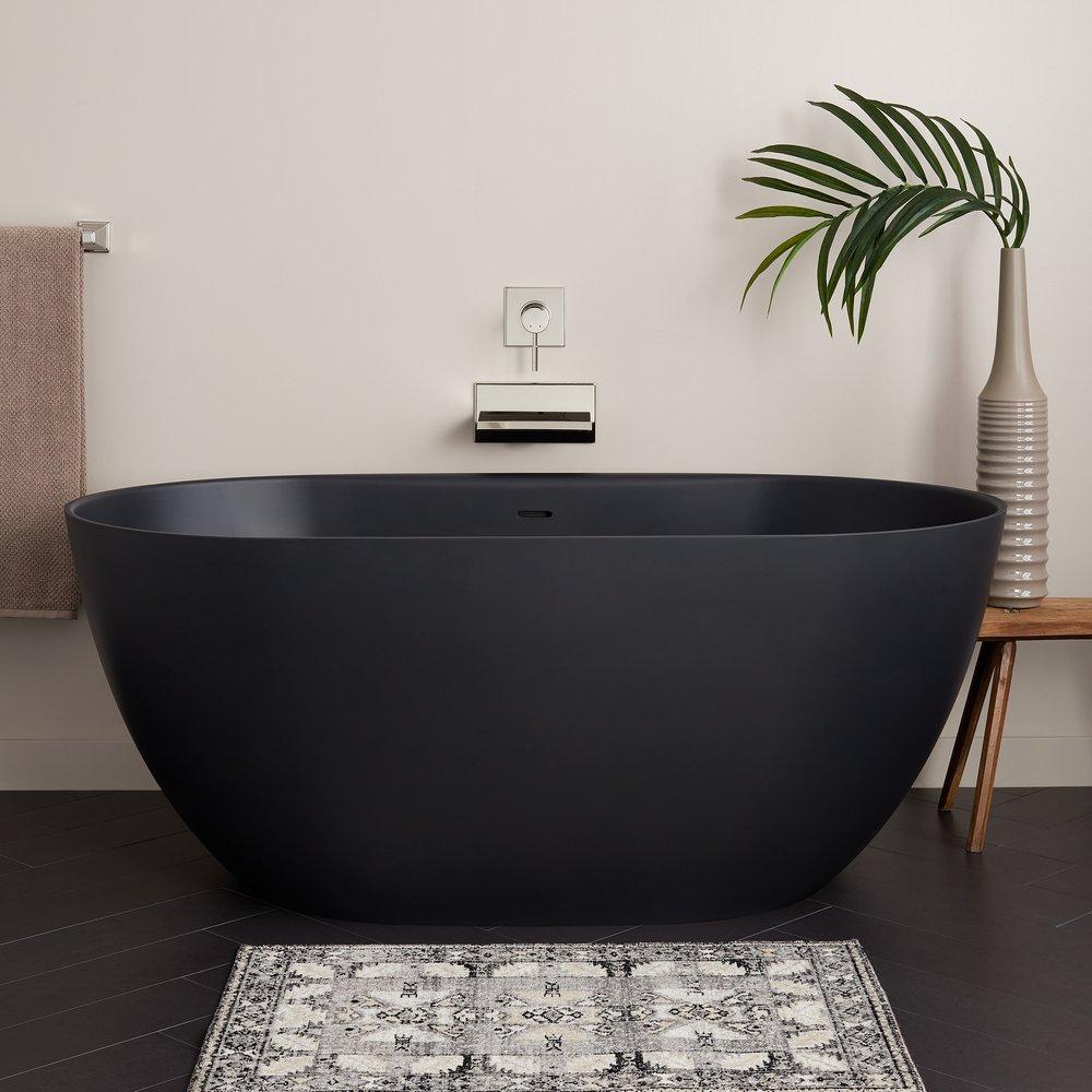 Signature Hardware Matte Black 66 x 32 in. Freestanding Bathtub Center 