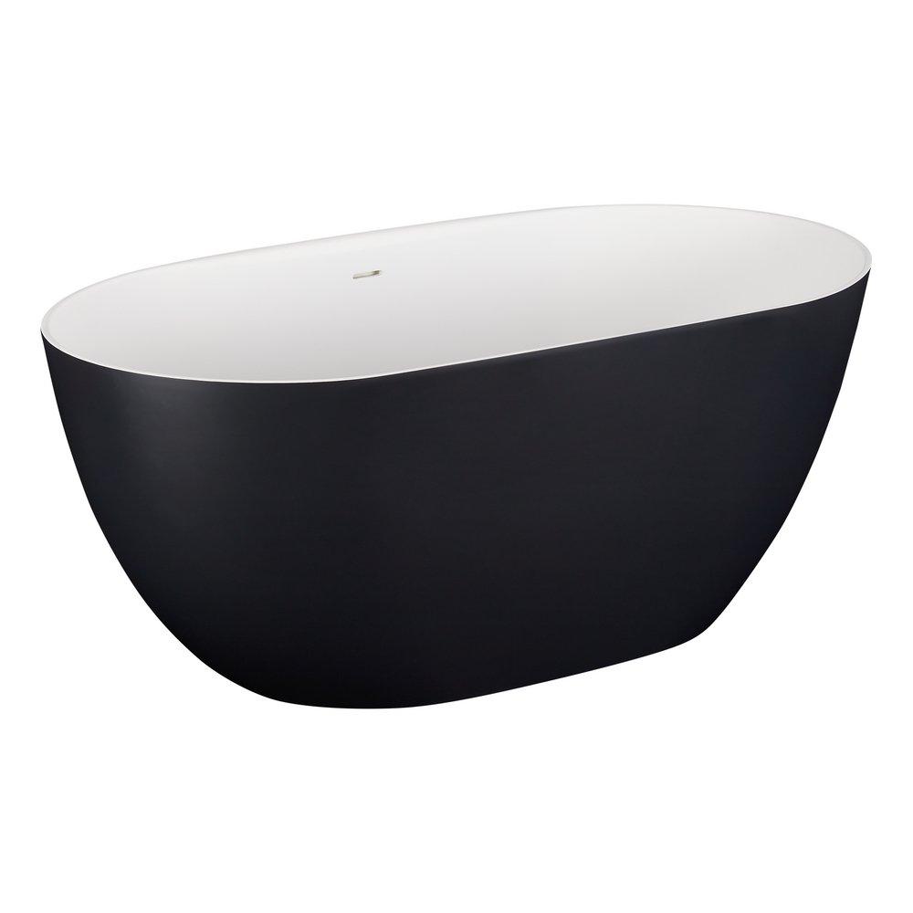 Signature Hardware Matte Black 66 x 32 in. Freestanding Bathtub Center 