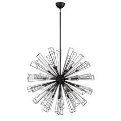 40-1/2 x 40-1/2 in. 40W 1-Tier 29-Light Incandescent Art Deco Chandelier in Black