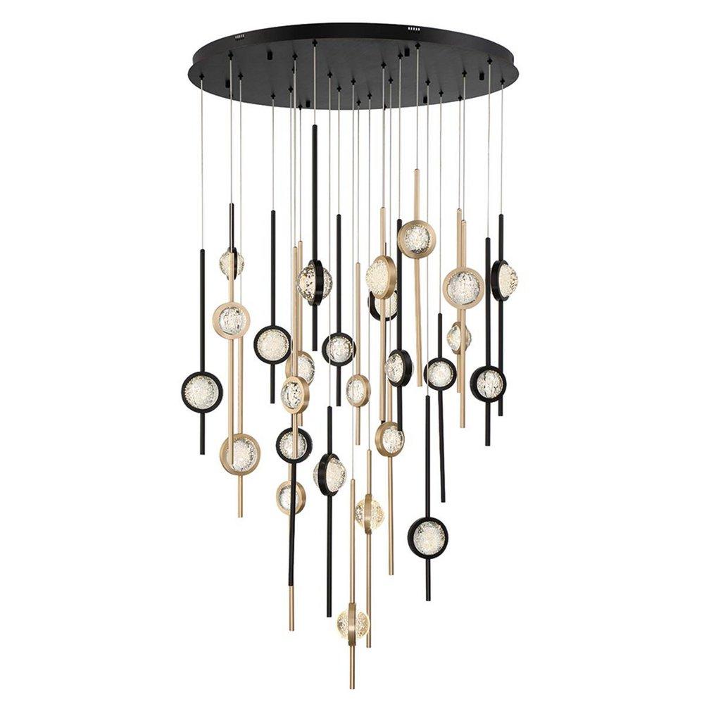 BARLETTA 26 LIGHT CHANDELIER IN MIXED BLACK + BRASS 