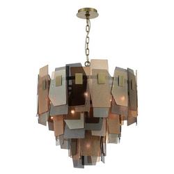 22-1/2 x 24 in. 10W 1-Tier 10-Light Incandescent Modern Chandelier in Antique Brass