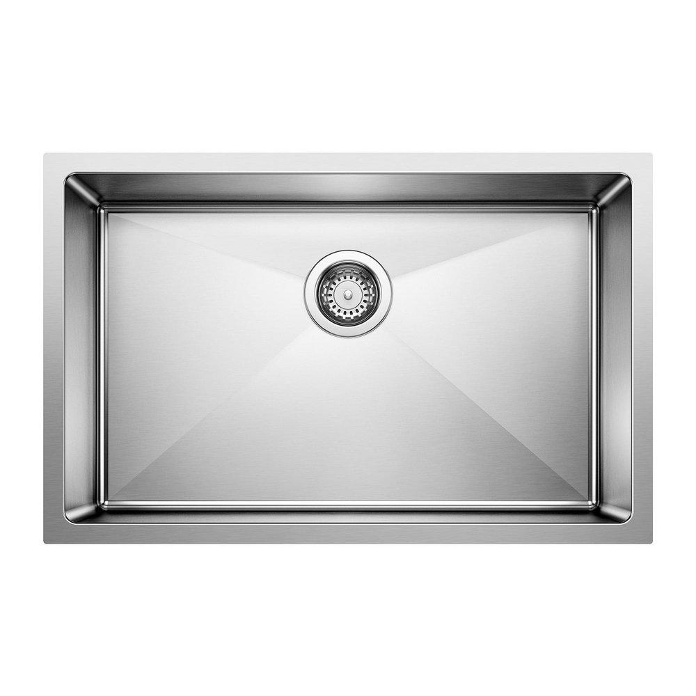 BLANCO Polished Satin 28 x 18 in. No Hole Stainless Steel 1 Bowl Undermount Kitchen Sink 