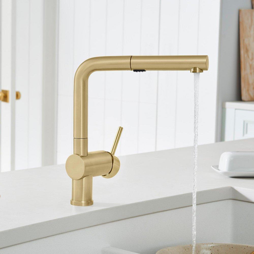 BLANCO Satin Gold - PVD Single Handle Pull Out Kitchen Faucet 