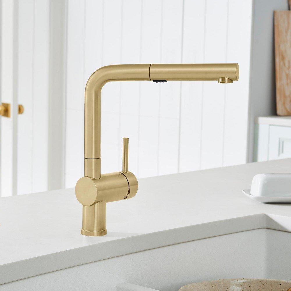 BLANCO Satin Gold - PVD Single Handle Pull Out Kitchen Faucet 