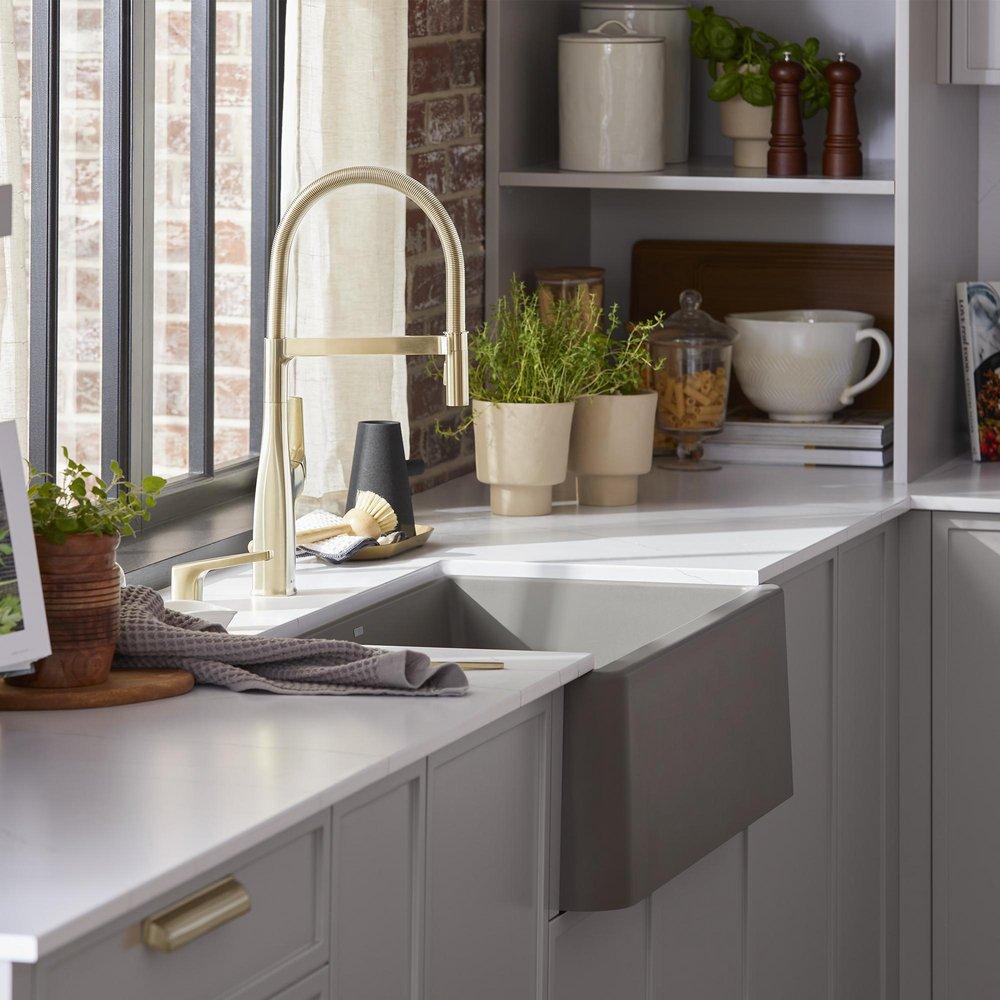 BLANCO Satin Gold Single Handle Pull Out Kitchen Faucet 