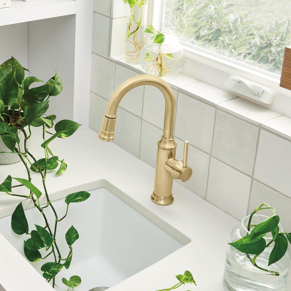 BLANCO Satin Gold Single Handle Pull-down Bar Faucet 