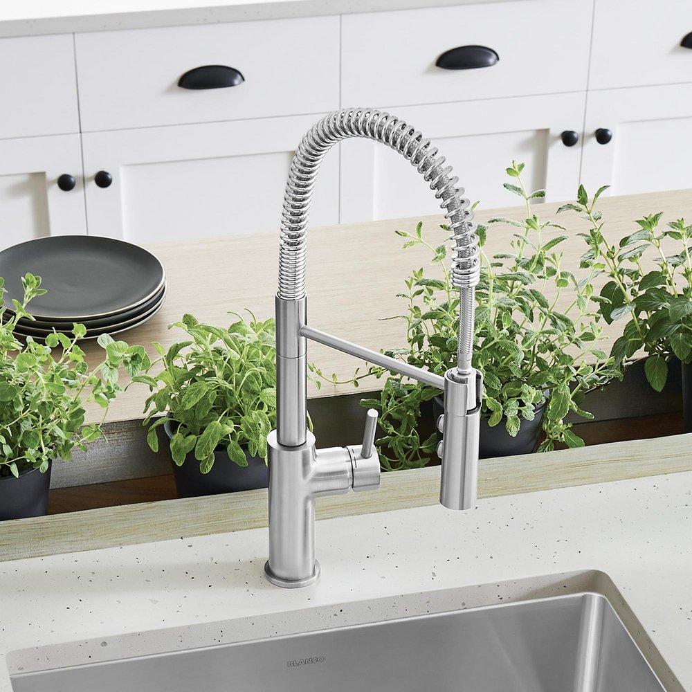 BLANCO PVD Steel Single Handle Pull Down Kitchen Faucet 