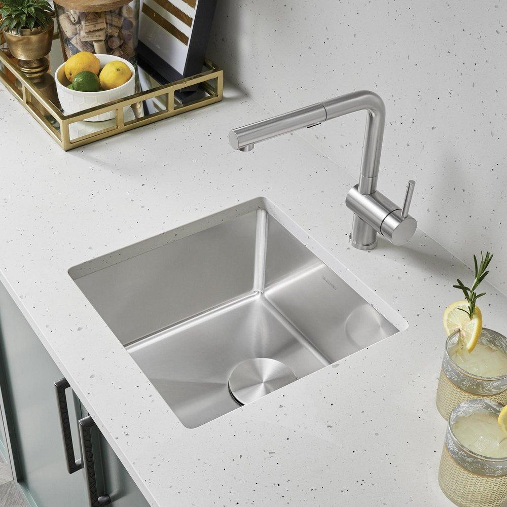 BLANCO Polished Satin 17 x 17 in. No Hole Undermount Stainless Steel Bar Sink 