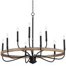 40 x 72-3/4 in. 540W 9-Light 1-Tier Incandescent Transitional Chandelier in Driftwood with Black