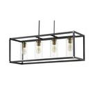 240W 4-Light Medium Incandescent Pendant Light in Black with Antique Brass