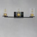 60W 3-Light Medium E-26 Vanity Fixture in Antique Brass with Black 