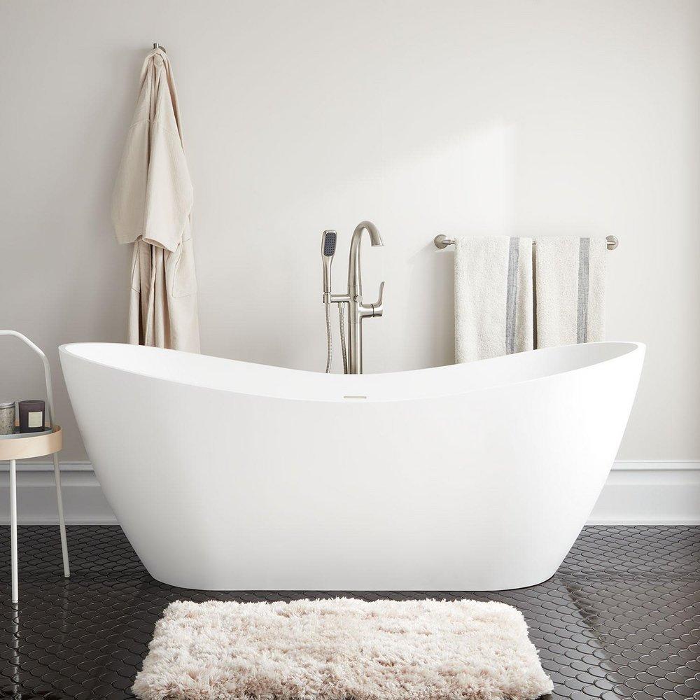 しば Signature Hardware Sheba 67 x 28 in. Freestanding Bathtub with