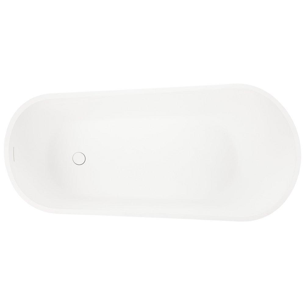 60 RESIN FREESTANDING TUB INTEGRAL OVERFLOW & WHITE DRAIN MATTE 
