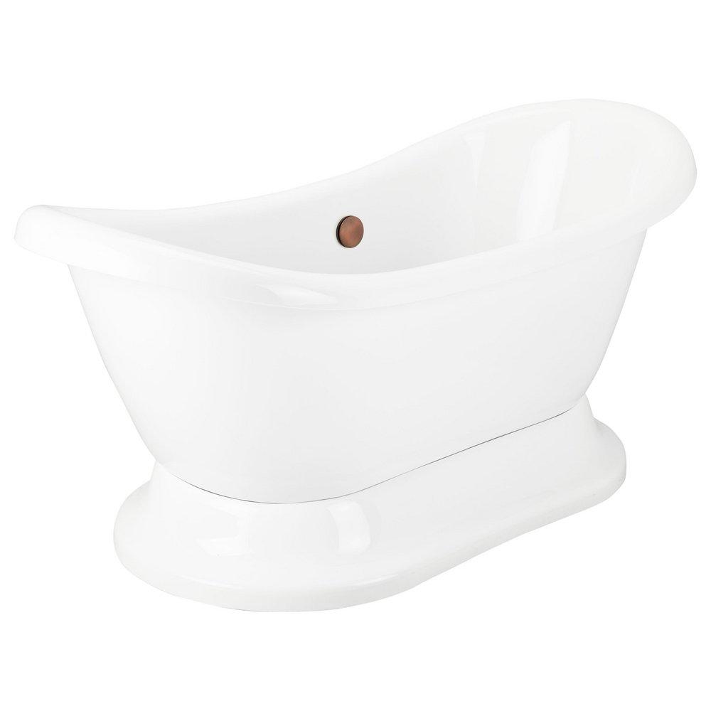 63 x 28 in. Freestanding Bathtub with Center Drain in White - Less Drain Assembly 