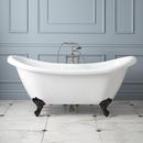 67 in x 28 in Freestanding Bathtub Center Drain in White 