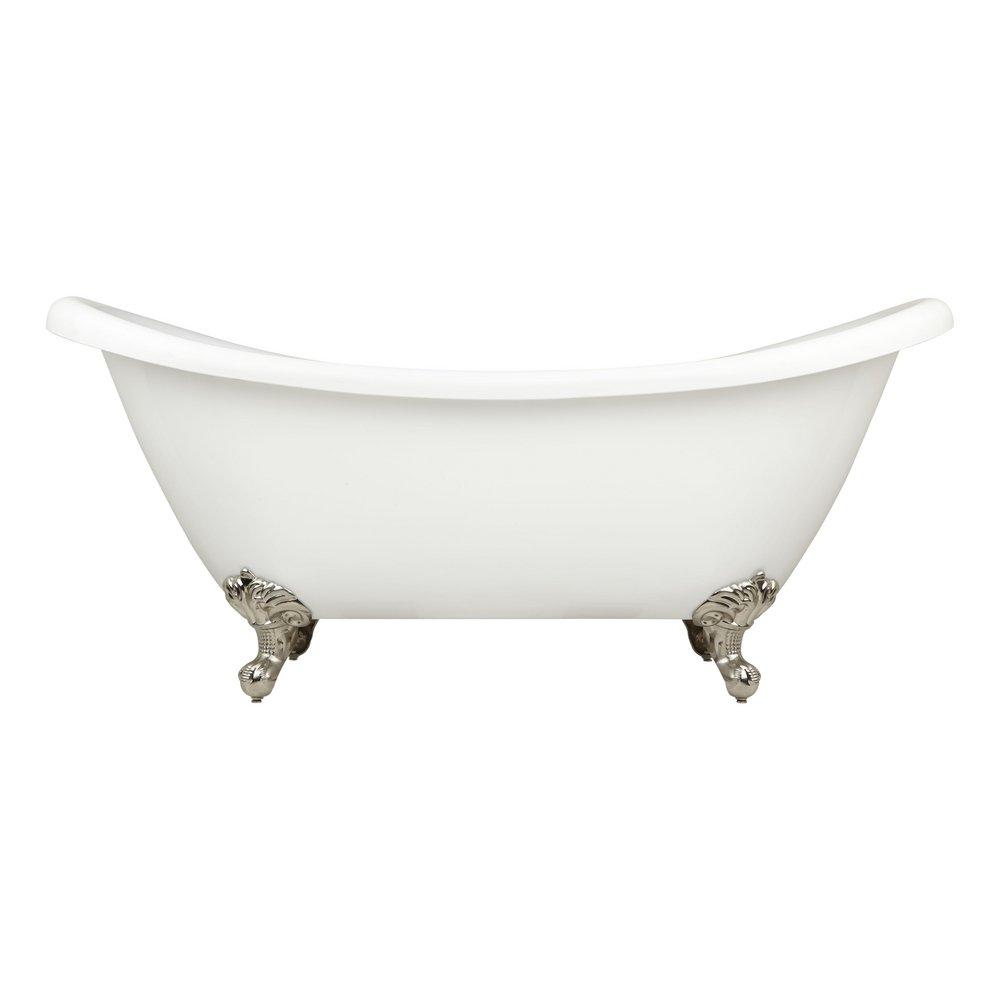 Signature Hardware White 63 x 28 in. Freestanding Clawfoot Bathtub with Center Drain in White - Less Drain Assembly 