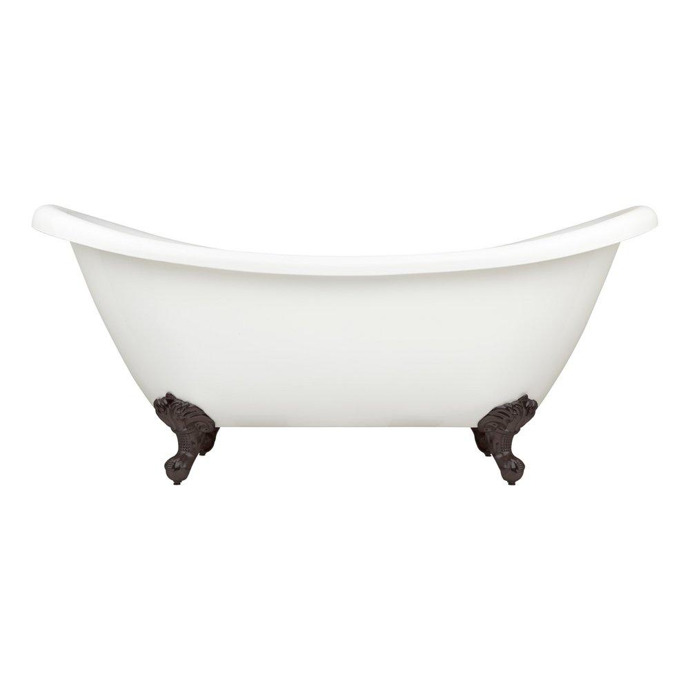 Signature Hardware White 63 x 28 in. Freestanding Clawfoot Bathtub with Center Drain in White - Less Drain Assembly 