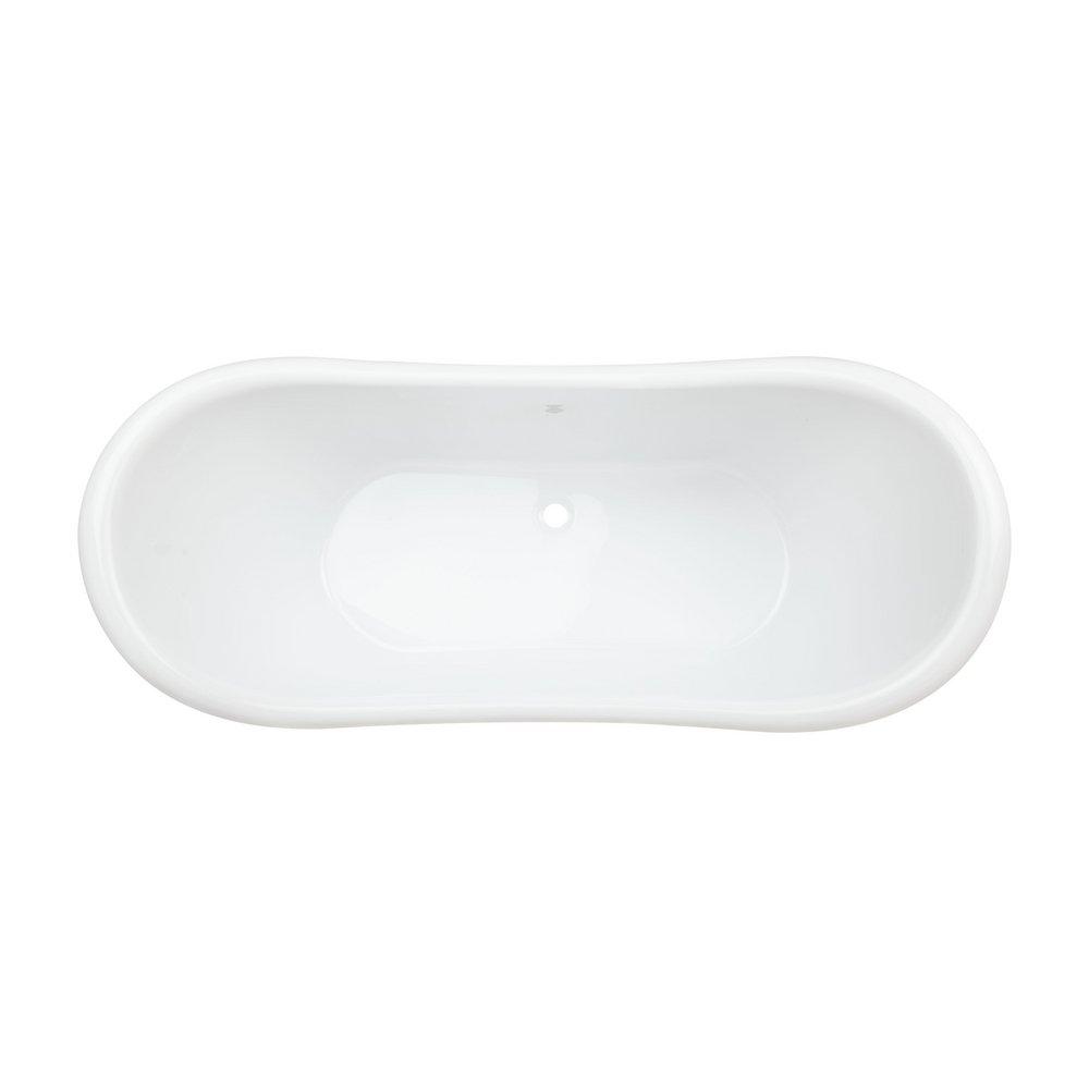 63 ROSALIND ACRYLIC CLAWFOOT TUB ROLLED RIM IMPERIAL FEET NO DRAIN CHROME 